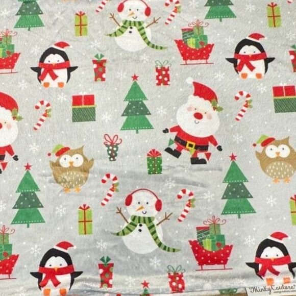Minky Couture Plush Christmas Themed Holiday Print Luxe Standard Pillow Cases - Picture 4 of 8